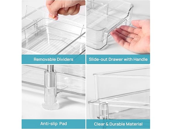 Vtopmart 4 Pack Bathroom Under Sink Organizer with Dividers