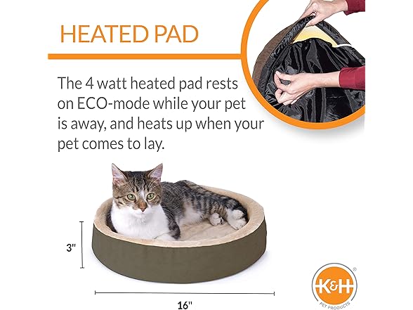 K&H Thermo-Kitty Heated Bed Mocha/Tan