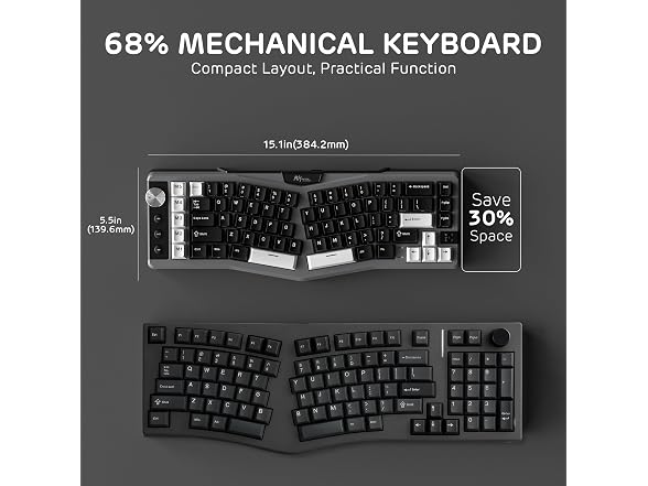 RK ROYAL KLUDGE A72 Alice Ergonomic Wireless Keyboard