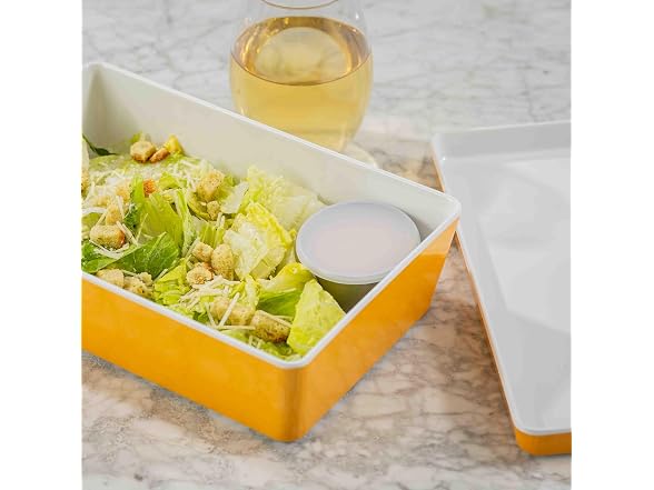 TableCraft Rectangular Stackable Bowl and Lid, Clemantine