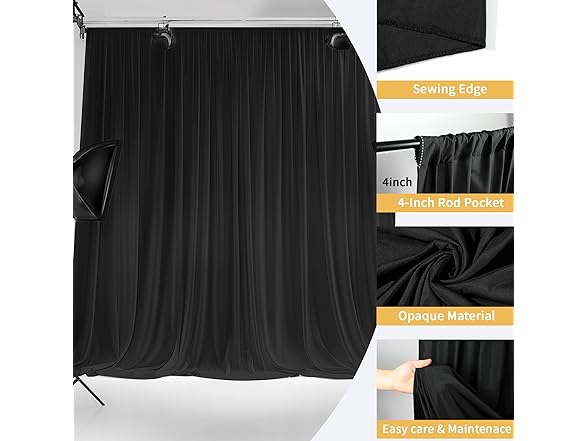 Gallety 10FT x 10F Black Backdrop