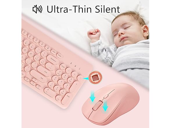 Arcwares Wireless Keyboard & Mouse Combo, Pink