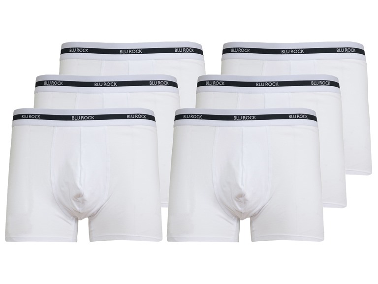 BLU ROCK WC-----J/MBB-565 / WH-WH / S Small Mens Cotton Flex Stretch Boxer Briefs White x6