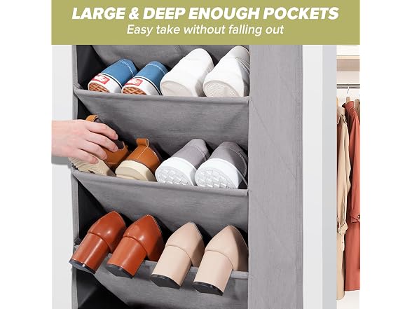 6 Pack Shoe Organizer with 6 XL Pockets Grey