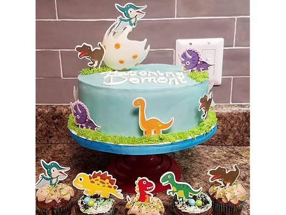 ALISSAR Baby Dinosaur Cupcake Toppers