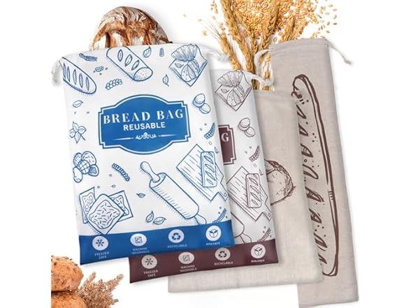 TISEMENT 4-Pack Bread Bags for Homemade Bread