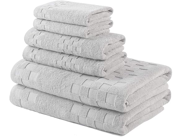 DIAOJIA Bath Towels - Soft 6-Pcs Gray Cotton
