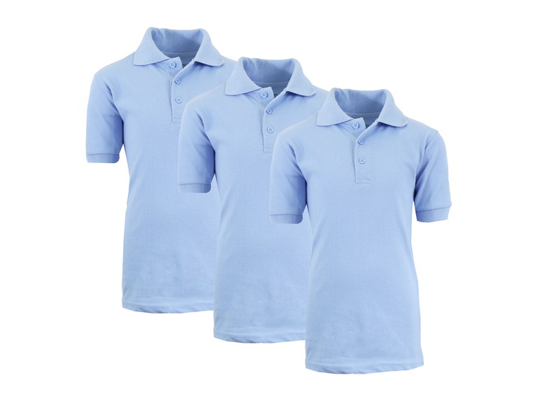 GBH WC-----(3-Pack Boy's Polos) ZBE / LB-LB-LB / 4 4 3PK Boys Short Sleeve School Polo Light Blue x3