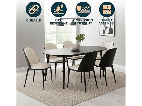 LeisureMod TCBL18W Tule Dining Chair Black/White