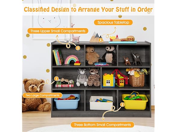 HOMGX Kids Montessori Shelf, 8-Cube Wooden Toy Storage Organizer