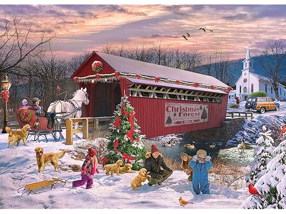 Classic Christmas Red Barn 1000Pc Puzzle