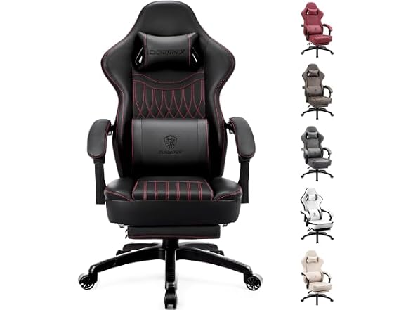 Dowinx Big and Tall Leather Gaming Chair Black/Red