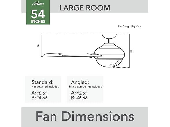Hunter Fan 54" w/ Light Kit and Remote