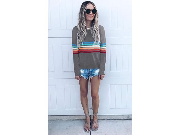 Ecowish Women (M) Sweater Rainbow Colorful Tops
