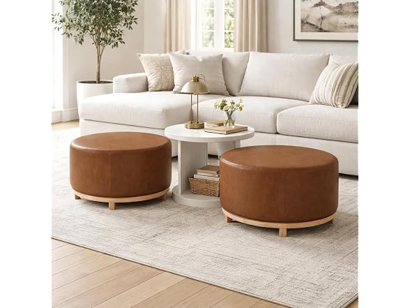HomePop 32in Haven Ottoman Chestnut