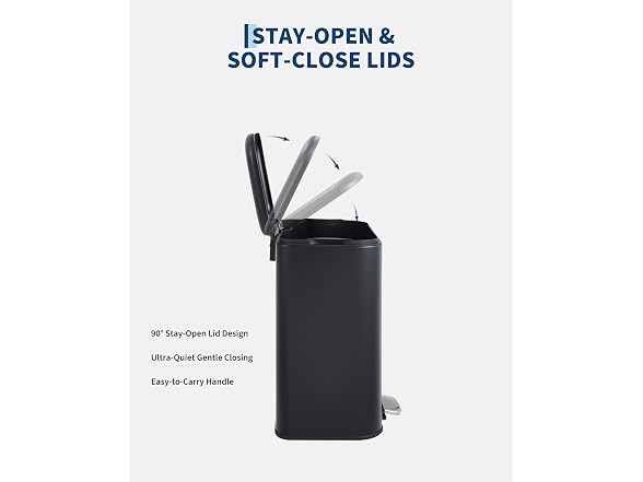 PrecisionAuto 3.2 Gallon / 12L Stainless Steel Trash Can Black