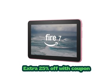 $24.99 Fire 7 Tablet (2022, 12th Gen, Pink) dealfomo