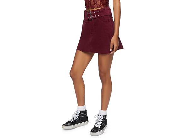 Forever 21 Women's (M) Belted Mini Skirt Merlot Me