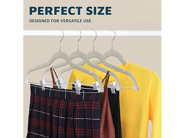 Lifemaster Velvet Skirt Hangers – Pack of 20, Ivory