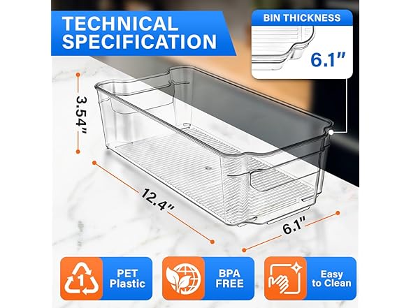 Stackable Plastic Organizer Bins 6-Pk
