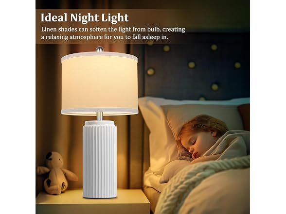 TOBUSA 23.5" White Ceramic Table Lamps Set of 2