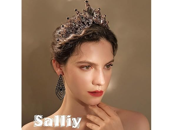 Salliy Baroque Crown and Tiaras- Black