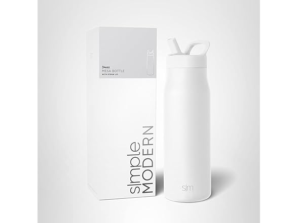 Simple Modern Water Bottle with Straw lid  34oz, Winter White