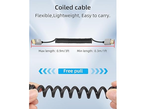 YANBORONSN 4K HDMI Coiled Cable 2.2FT
