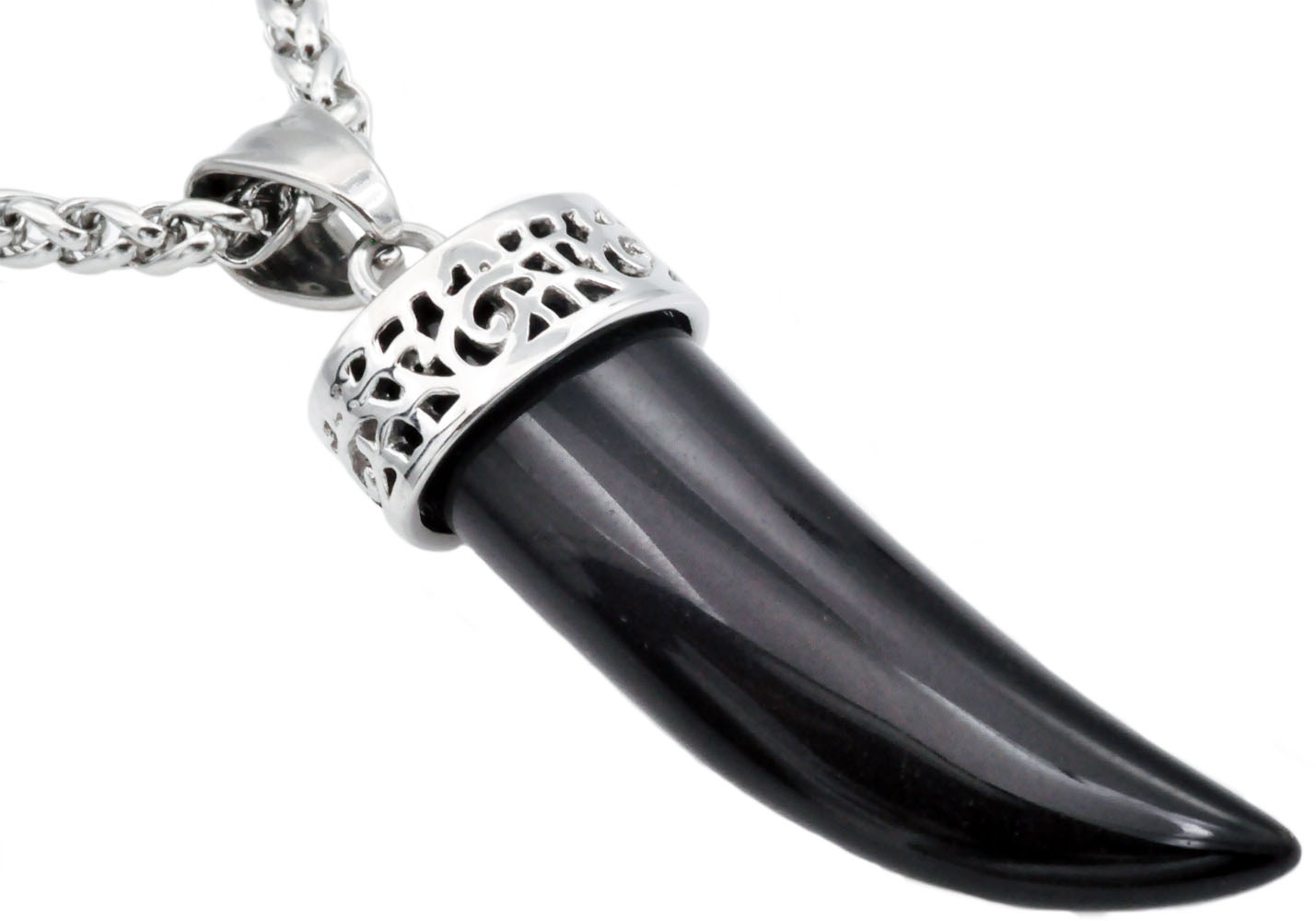 Genuine Stainless Steel Horn Necklace - Gallery 5