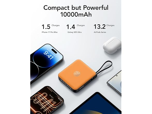 VRURC 10000mAh 22.5W Built-in Cables