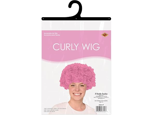 Beistle Pink Curly Wig – Short (One Fits Most)