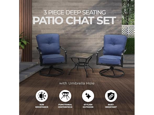 Four Seasons Courtyard Beaumont 3 Piece Deep Seating Furniture