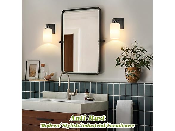 VerRon Set of 2 Wall Sconces for Bathroom, Black