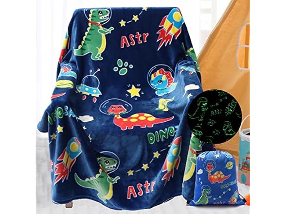 SALIMAH Glow in The Dark Dinosaur Blanket Gifts