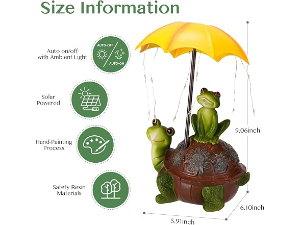 Paxato Solar Garden Statues Decor Turtle