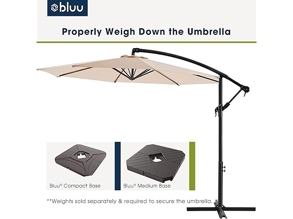 BLUU BANYAN 10 FT Patio Offset Umbrella