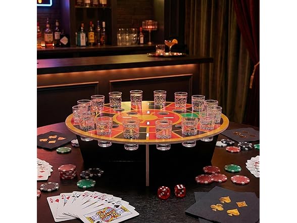 Casino Roulette Wheel Shot Glass Holder, 13 Piece