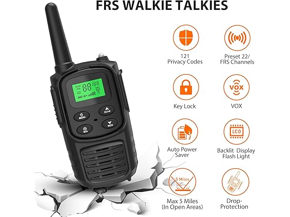 (4 PACK) Fvamom Rechargeable Walkie Talkies