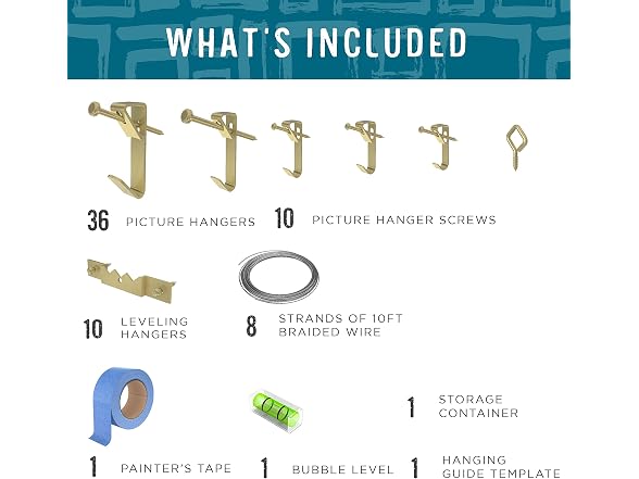 National Wall Hardware Kit, 61 pcs, Brass