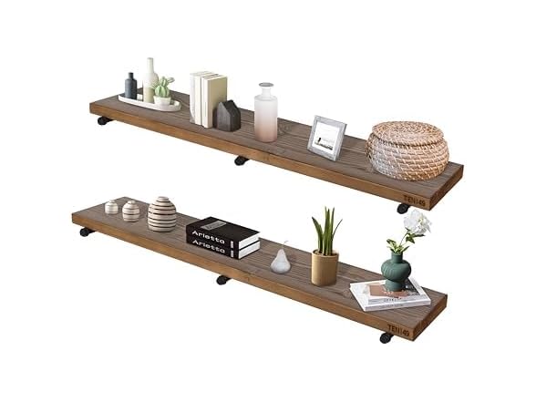 TEN49 Real Wood Rustic Floating Shelves Wall Set of 2