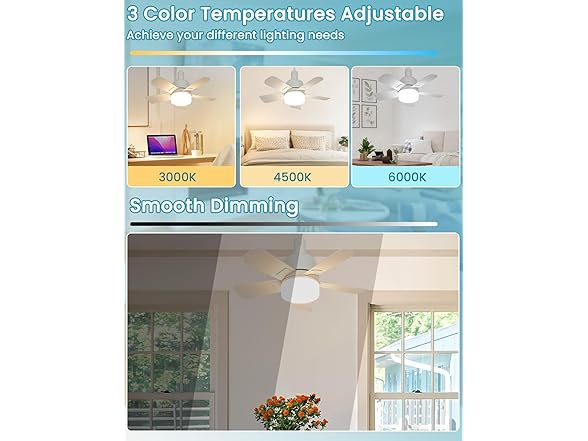 MATULSA Socket Fan Light with Remote, 16.5", White