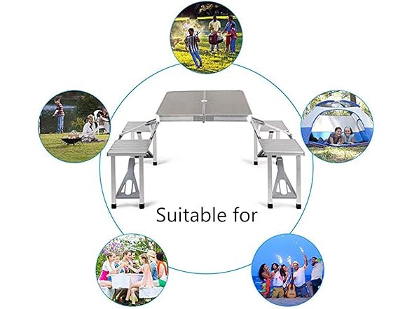Bartonisen Bartonisen Folding Picnic Table Aluminu