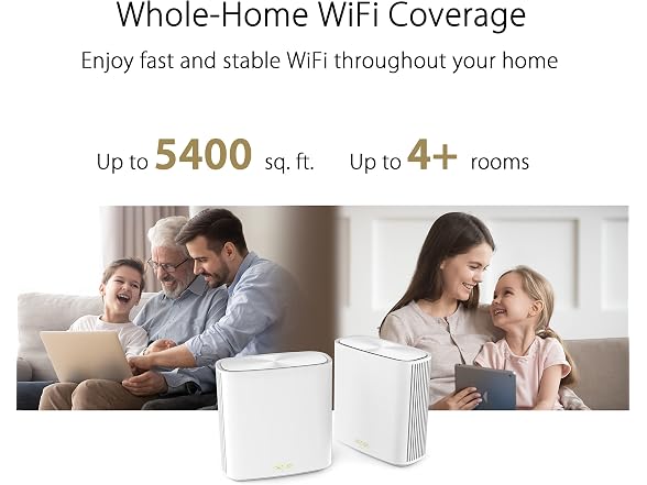 ASUS ZenWiFi Whole-Home Dual-Band Mesh WiFi 6 System XD6 White - 2 Pack