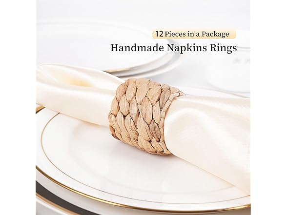 WOHIWO Napkin Rings Set of 12