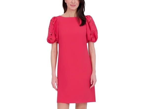 Vince Camuto Women Puff Sleeve Boat Neck Dress