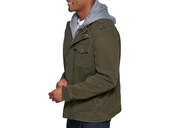 Levis Mens Washed Cotton Military Jacket