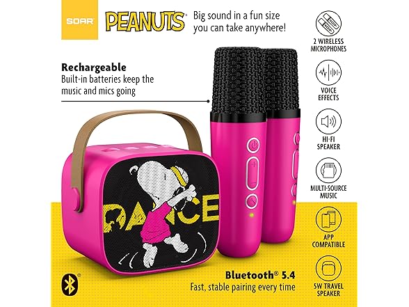 SOAR Peanuts Speaker & 2 Mics Black