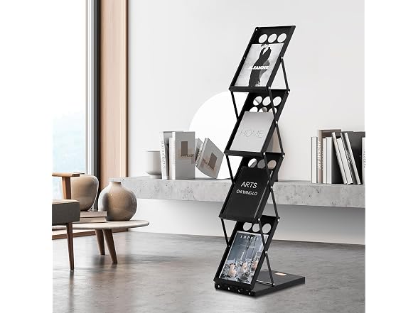 Foldable Magazine Display Rack, 4-Tier Brochure