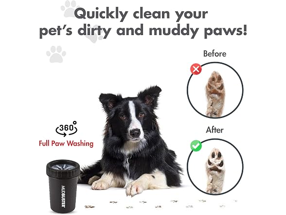 Dexas Medium Dog Paw Cleaner, Matte Black