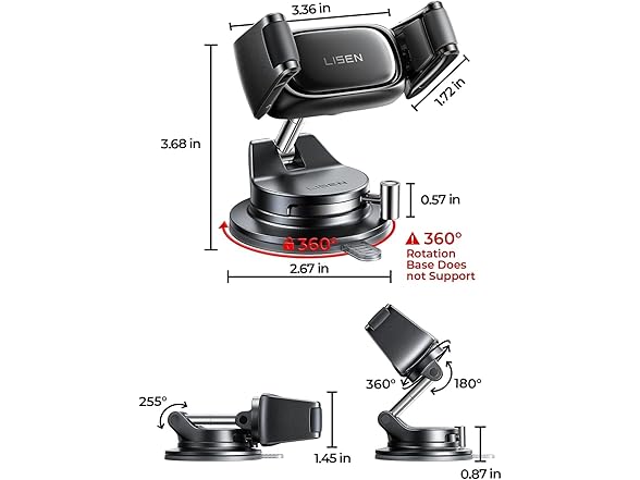 LISEN Suction Phone Mount for Car